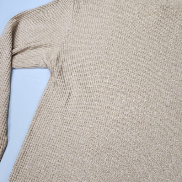 Profile Ribbed Turtleneck Sweater Tan Neutral Base Layer Size Medium - Picture 13 of 14